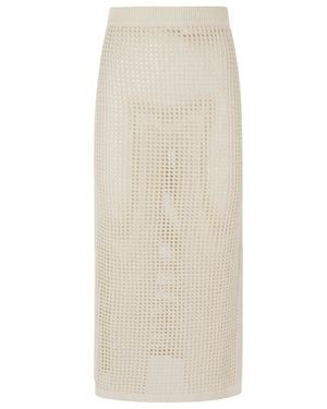 MC2 Saint Barth Sand Darline Crochet Mesh Fabric Cotton Midi Skirt - Natural