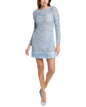 Oscar de la Renta Birdsnest Crochet Shift Dress - Blue