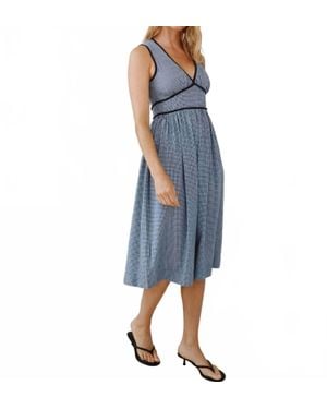 Bella Dahl Fit And Flare V-Neck Midi Dress - Blue