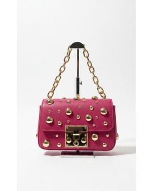 Alex Max Metal-Studs Leather Clutch - Red