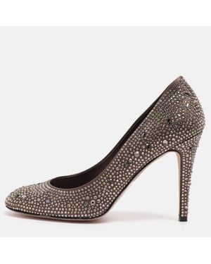 Gina Size 40 Crystals And Satin Pumps - Brown