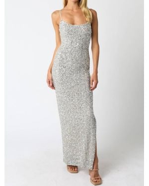 Olivaceous Gilded Night Midi Dress - Gray