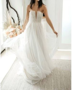 Watters Aeryn Beaded Strapless Wedding Gown - White