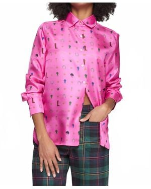 Vilagallo Mariela Print Silk Shirt - Pink