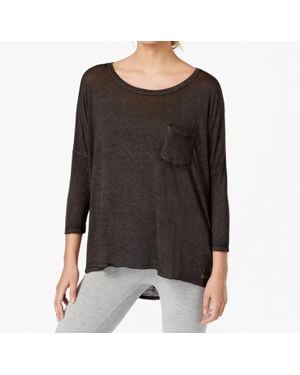 Calvin Klein Three Quarter Sleeve High Low Top - Black