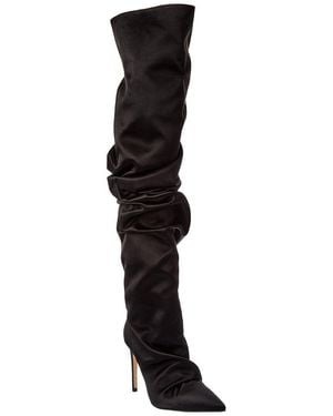 Prota Fiori Primavera Satin Over-The-Knee Boot - Black