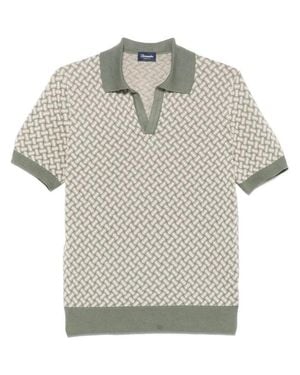 Drumohr Textured Woven Short Sleeve Polo - Gray