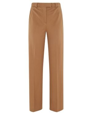 Circolo 1901 Masculine Back-Pleats Cotton-Blend Straight-Leg Pants - Brown