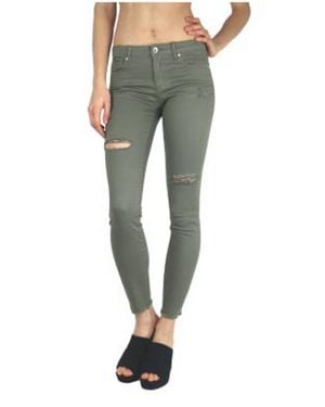 Tractr Fray Hem Ankle Crop Jeans - Green