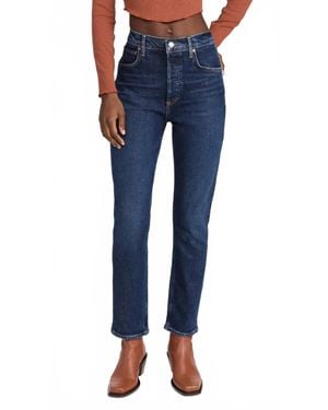 Agolde Riley High Rise Straight Crop Jean - Blue