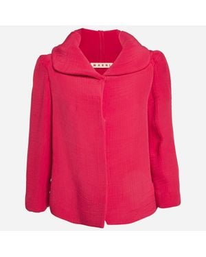 Marni Crinkle Silk Blend Hooded Jacket - Pink