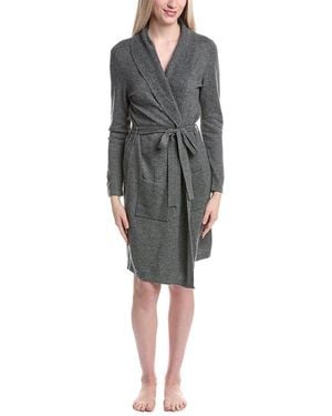 Sofiacashmere Rib Shawl Collar Cashmere& Wool-Blend Jersey Robe - Gray