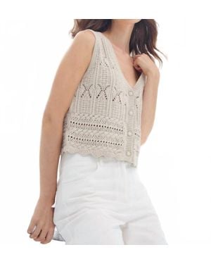 Autumn Cashmere Mixed Stitch Button Front Vest - White