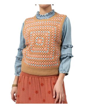 Ivy Jane Granny Square Sweater Vest - Orange