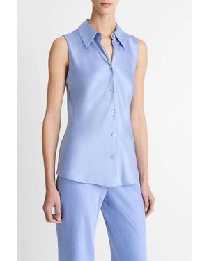 Vince Sleeveless Bias Shirt - Blue