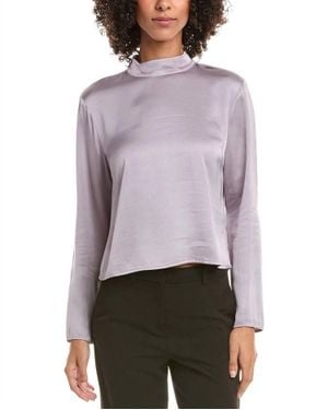 Bella Dahl Mock Neck Button Back Top - Purple