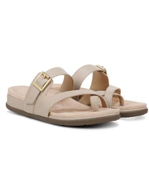 Vionic Carmela J0829L1250 Sandals Oatmeal Leather Thong Hawk3062 - Natural