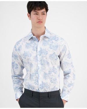 BarIII Amalfi Scenic Shirt Printed Slim Fit Button Up Fts209 - Gray