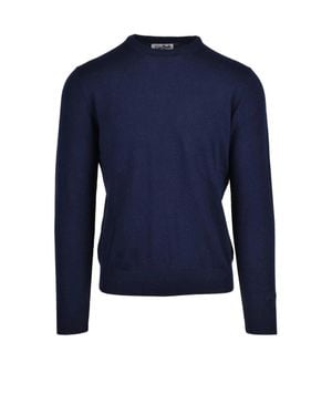 MC2 Saint Barth Deep Extrafine Merino Wool-Cashmere Crewneck Sweater - Blue