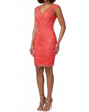 Sue Wong Soutache Embroidered Sheath Evening Dress