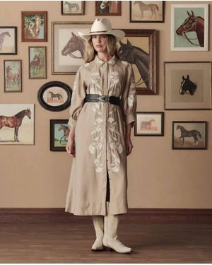 The Great Western Embroidered Herd Dress - Natural