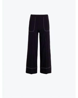 Vilagallo Wide Leg Pant With Seaming - Blue