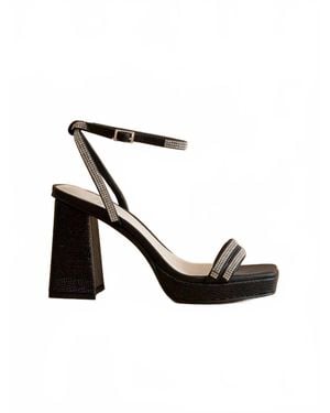 Oasis Society Suva Rhinestone And Reptile Print Strappy Heels - White