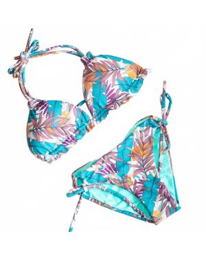 Sabz Swimwear Floral Aqua Bikini Set - Blue