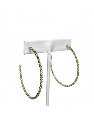 Marlyn Schiff Semi Precious Beaded Post Hoop Earrings - White