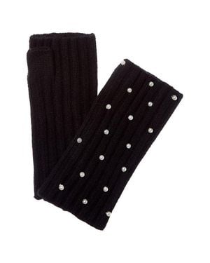 Sofiacashmere 2X2 Rib Fingerless Cashmere Glove - Black