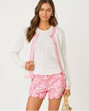 Lilly Pulitzer Brockton Crew Neck Cardigan - White