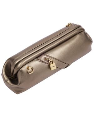 Jason Wu Bloomwood Clutch With Lock Detail & Chain Strap - Brown