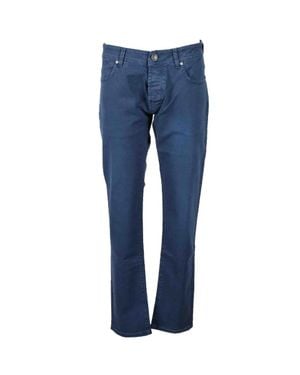Re-hash Cotton Stretch Pants With Slim Fit And Classic Design - Blue