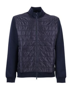 Fay Quilted Nylon Front Ribbed Casual Jacket - Blue