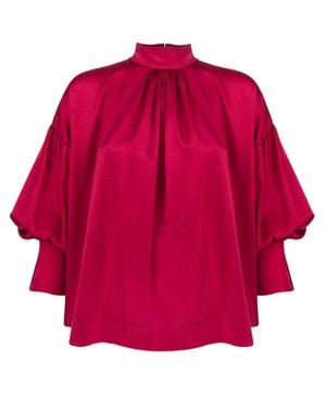 Monica Nera Classic Silk Amy Blouse - Red