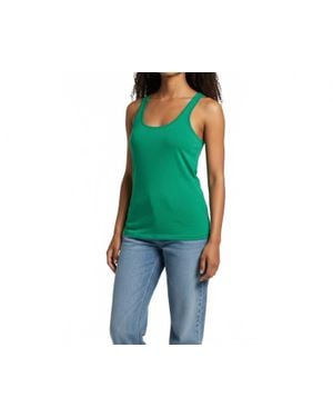 AMBAR Square Neck Slim Fit Tank Top - Green