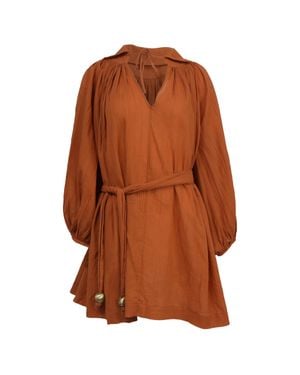 Lisa Marie Fernandez Belted Mini Dress - Brown