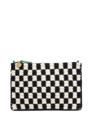 Clare V. Mini Crochet Checker Flat Clutch - Black