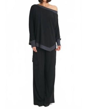 Planet By Lauren G. Angle Pocket Pants - Black