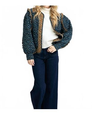 Karlie Floral Vintage Cord Novelty Jacket - Blue