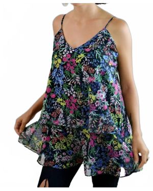 Love Floral Babydoll Tank Top - Blue