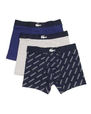 Lacoste 3 Pack Cotton Stretch Print Boxer Briefs - Blue