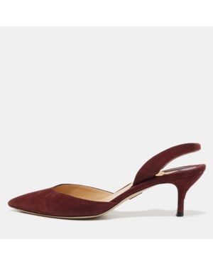 Paul Andrew Burgundy Suede Rhea Slingback Pumps - Brown