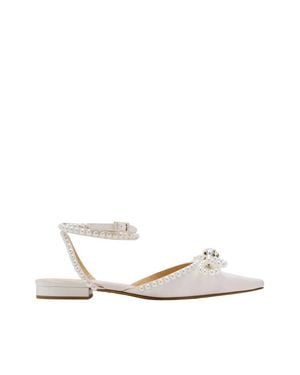 Mach & Mach Pointed Toe Ballet Flats - White