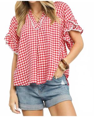 Umgee Gingham Ruffle Top - Red