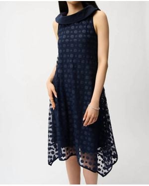 Joseph Ribkoff Dot Embroidered Mesh Handkerchief Dress - Blue