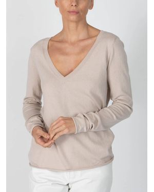 ATM V-Neck Long Sleeve Sweater - Gray