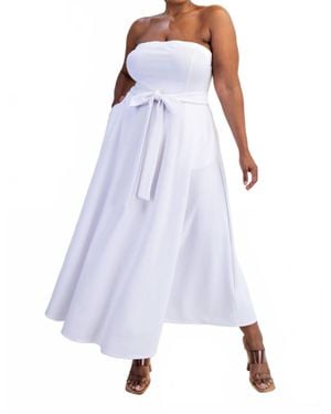 The Curve Plus Size Knit Tube Maxi Dress With Self Belt - Purple