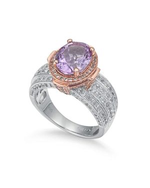 Suzy Levian Two-Tone Sterling 4.9 Cttw Amethyst Ring - Purple