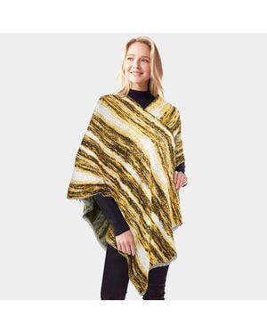 TRUEDAMES Vertical Patterned Poncho - Metallic